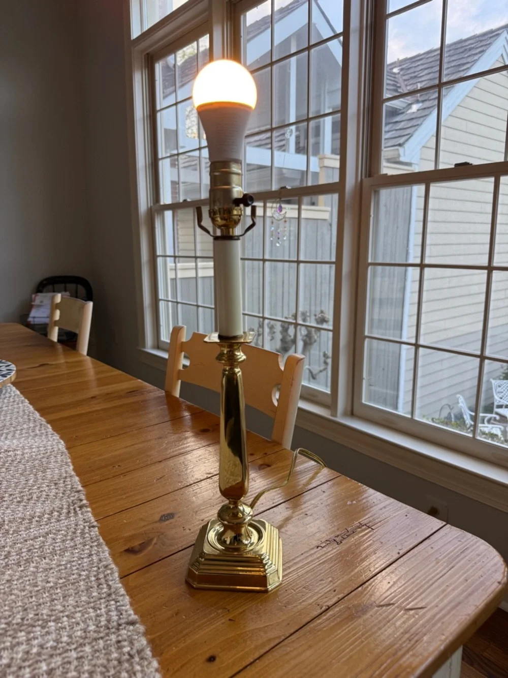 Gold-tone Taper Candlestick Table Lamp Tall Brass Finish